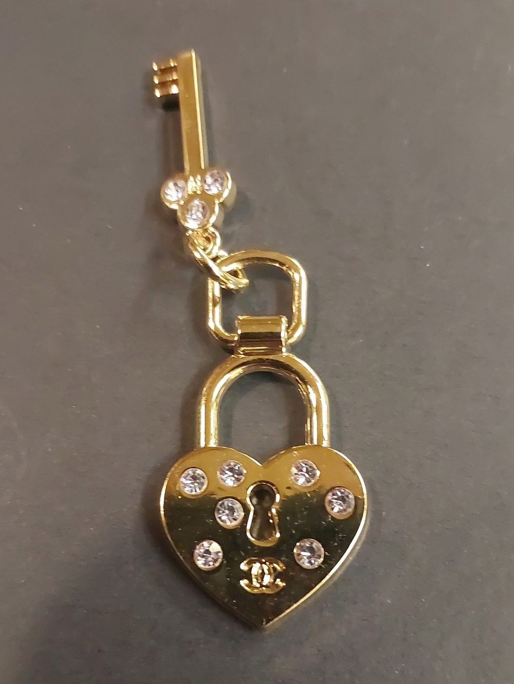 Gold Heart Padlock Key Pendant Necklace - Designer Inspired